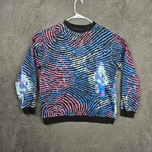 Mishka Brooklyn NYC Fingerprint Swirl Graphic Sweatshirt Womens Medium